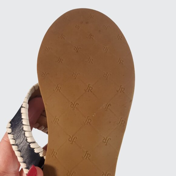 EUC Jack Rogers Alana Tassel Thong Sandal Navy White Leather Women's Size 8.5M - Picture 10 of 10